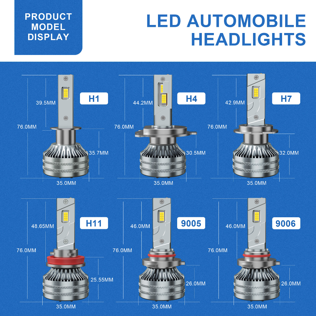 Senter Kepala Mobil LED Ultra Terang - High Power 90W - H1/H4/H7 /H8/H9/H11/9005 /9006 - 1pasang