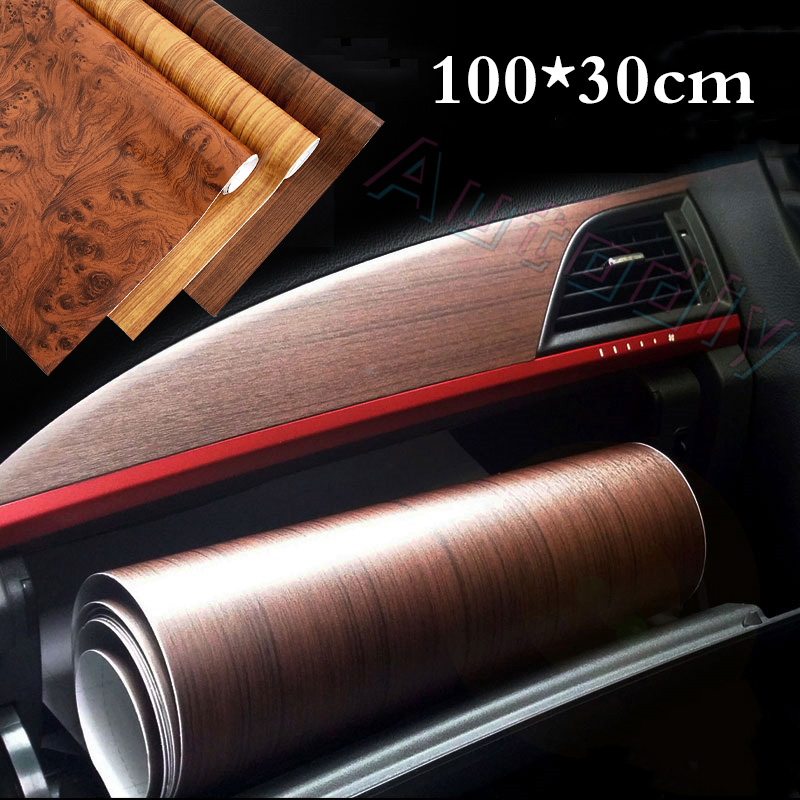 100*30cm Serat Kayu Wrap Film Stiker Mobil Gaya Retro Decals Auto Interior Wood Textured Film Self-adhesive Wrap