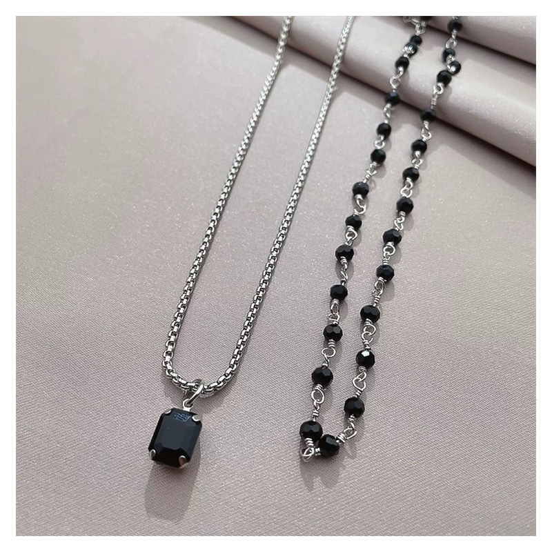 【COD】Kalung Dora Stevenson Payet 2 Layer Black Diamond Fashion Necklace