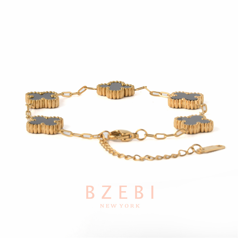 Bzebi Gelang Charm Titanium Steel Emas 18k Dengan Berlian, Anti Karat, Aksesoris Fashion Wanita, Perhiasan Gaya Korea, Hadiah Ulang Tahun Dengan Box Eksklusif 1257b