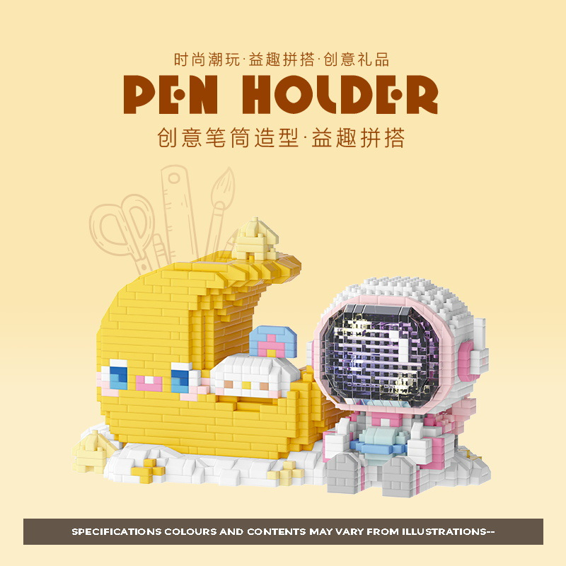 Astronot Panda Pen Holder building block Mainan Hadiah