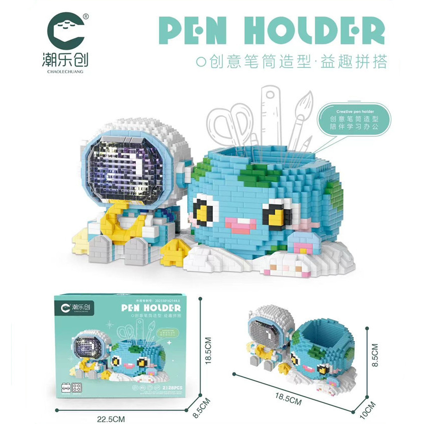 Astronot Panda Pen Holder building block Mainan Hadiah