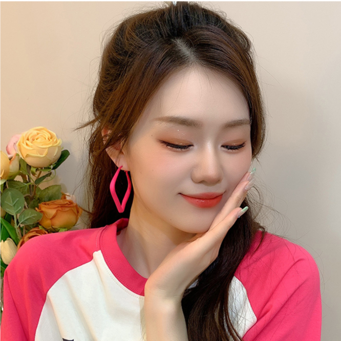 Anting Pink Anting love Mentah Anting Baru Y2K