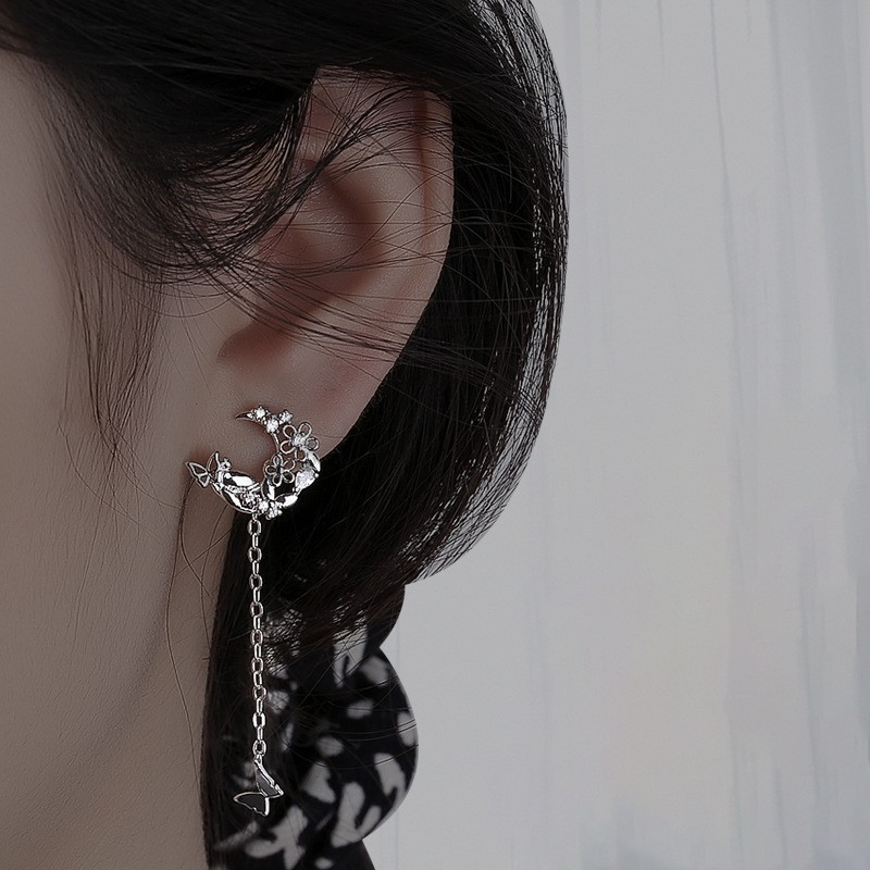 Pentagram Anting Rumbai Fashion Korea Gelombang Mutiara Imitasi Set Zirkonium Menjuntai Stud Aksesoris Perhiasan Wanita