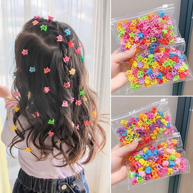 50 /100/set Klip Kotak Korea Lucu Kartun Kecil Jepit Rambut Gadis Rambut Rusak Kecil Ambil Klip Bayi Poni Klip Jepit Rambut Mini Warna-Warni Hair Clip