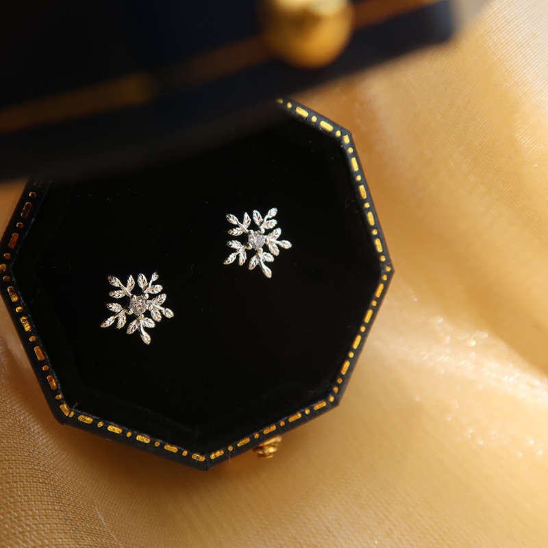 Anting Perak925 snowflake Wanita Korea Aksesoris Telinga Natal