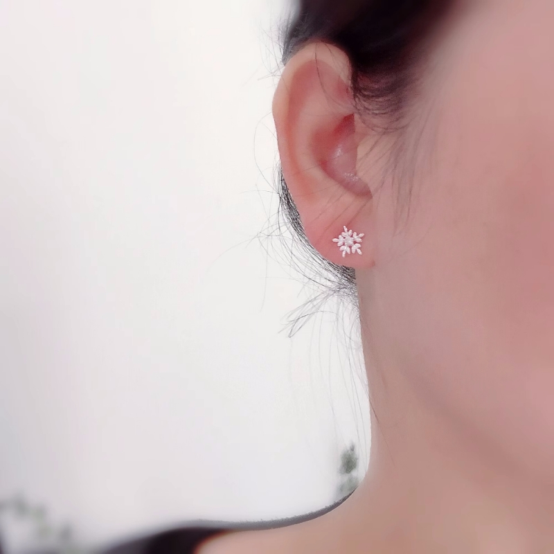 Anting Perak925 snowflake Wanita Korea Aksesoris Telinga Natal