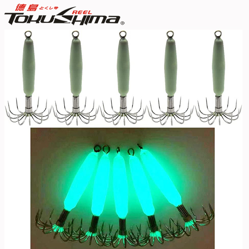 1pcs Luminous Squid Jig Hooks 12 /16 /25 /35g Cuttlefish Sleeve Jig Umpan Keras Jarum Stainless Steel Umpan Pancing Neon Menyala Dalam Gelap