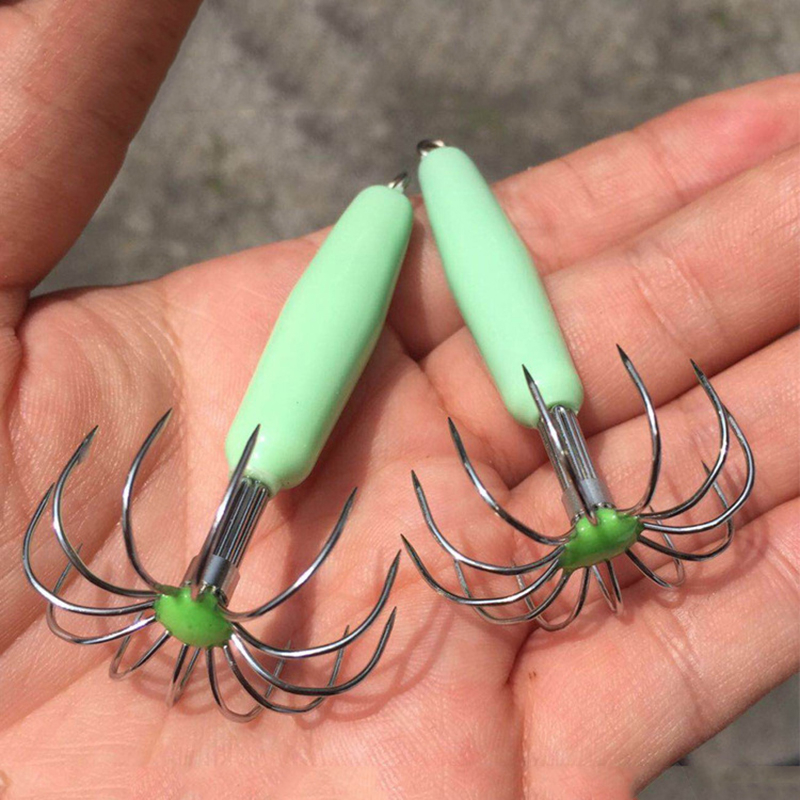 1pcs Luminous Squid Jig Hooks 12 /16 /25 /35g Cuttlefish Sleeve Jig Umpan Keras Jarum Stainless Steel Umpan Pancing Neon Menyala Dalam Gelap