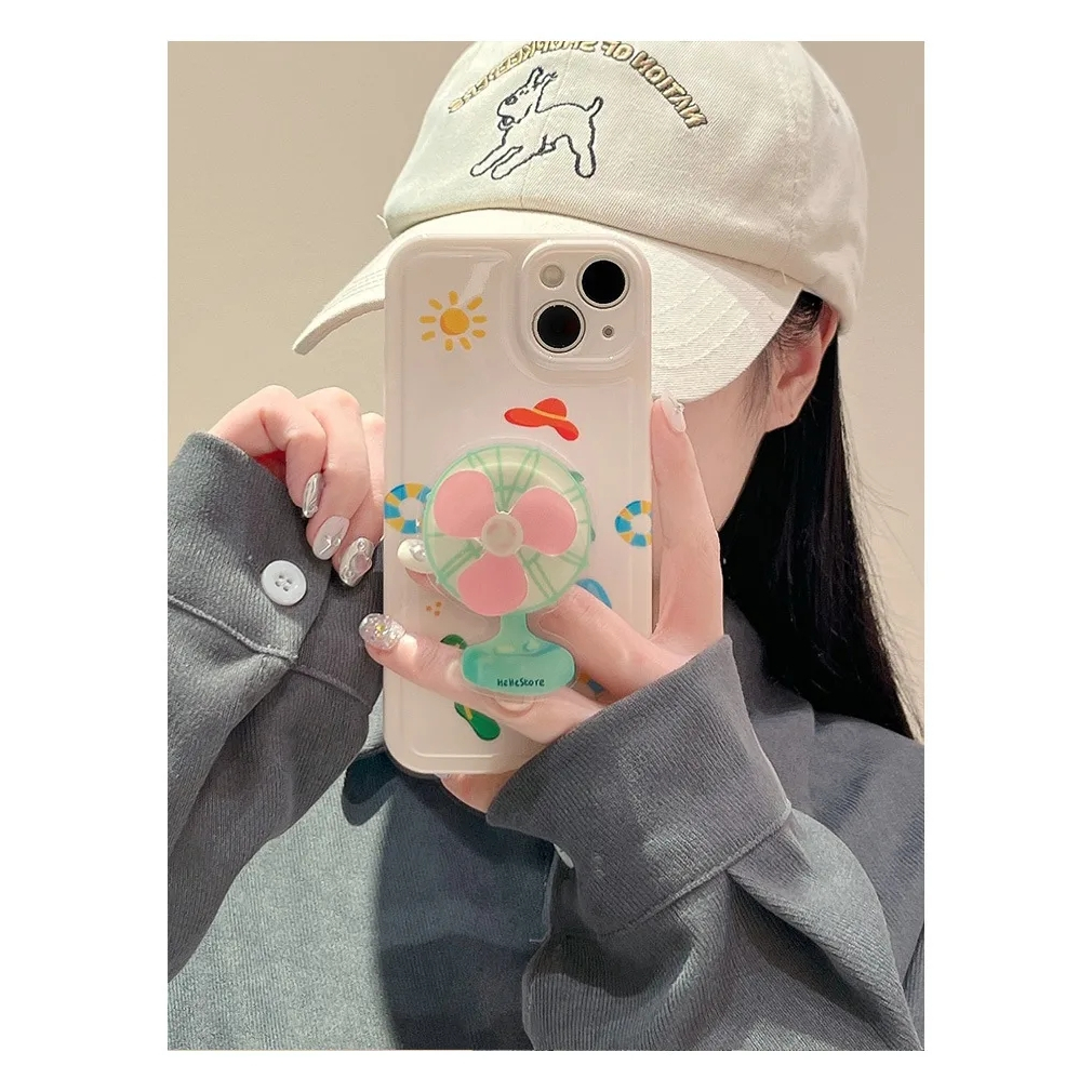 Ins Korea 3D Rotate Fan Bracket Phone Grip Tok Cute Griptok Holder Ring Untuk iPhone 14aksesoris Universal Folable Phone Stand