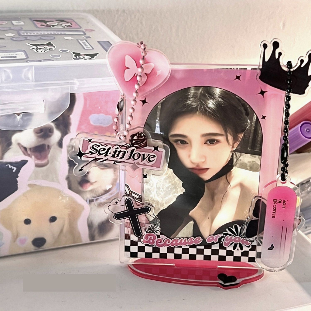 Sweet Cool Card Holder Tempat Penyimpanan Kartu Akrilik 3inch Untuk Idola Photocard Display Frame Dekorasi Desktop Card Pelindung Case