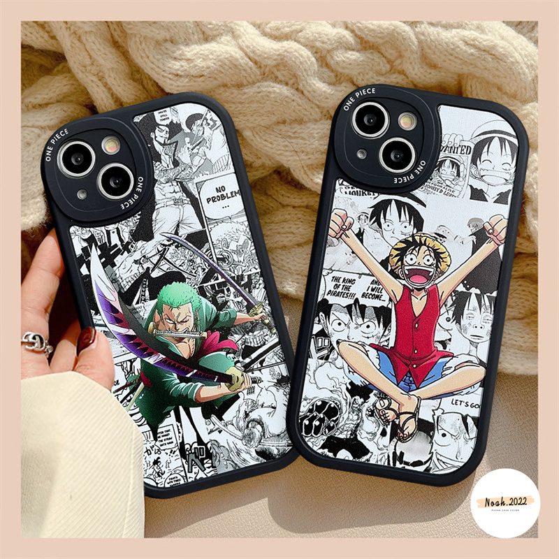 IPHONE Casing Ponsel One Piece Kartun Trendi Kompatibel Untuk Iphone11 13 12 14 Pro Max6 6s 7 8 Plus XR X XS Max SE 2020 Anime Lovely Luffy Lembut Tpu Back Cover