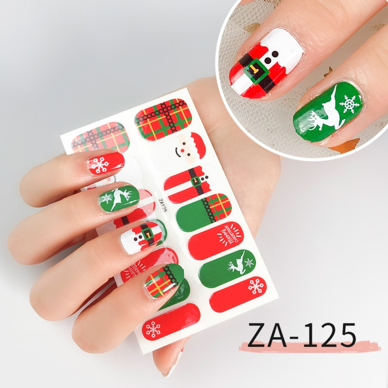 14pcs/set ZA1 Seri Stiker Kuku Motif Leopard Kartun Fashion Dapat Di Sobek Dan Tahan Lama DIY Stiker Set Lengkap Transparan Warna-Warni Indah Gradien Tahan Air Tidak Beracun Nail Art