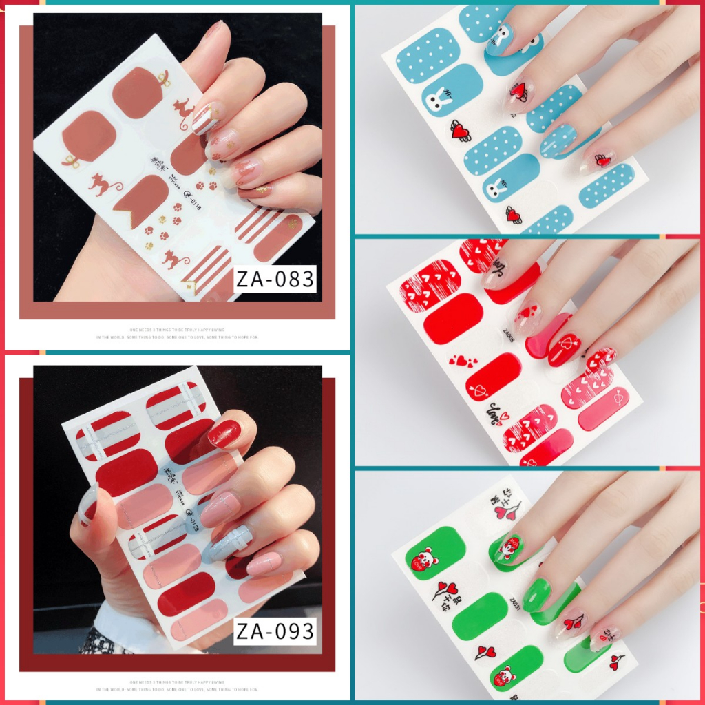 14pcs/set ZA1 Seri Stiker Kuku Motif Leopard Kartun Fashion Dapat Di Sobek Dan Tahan Lama DIY Stiker Set Lengkap Transparan Warna-Warni Indah Gradien Tahan Air Tidak Beracun Nail Art