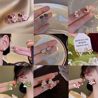 S925 Perak Jarum Mawar Anting Mutiara Wanita Stud Earrings Fashion Versi Korea Hadiah Ulang Tahun Sahabat