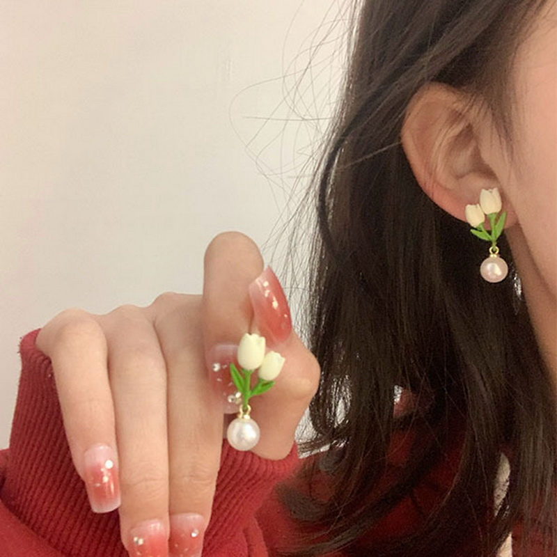 Anting Bunga Korea Modis, Anting tulip, Aksesoris Perhiasan Wanita, Jumbai Kristal Hadiah Ulang Tahun Terbaik Untuk Teman