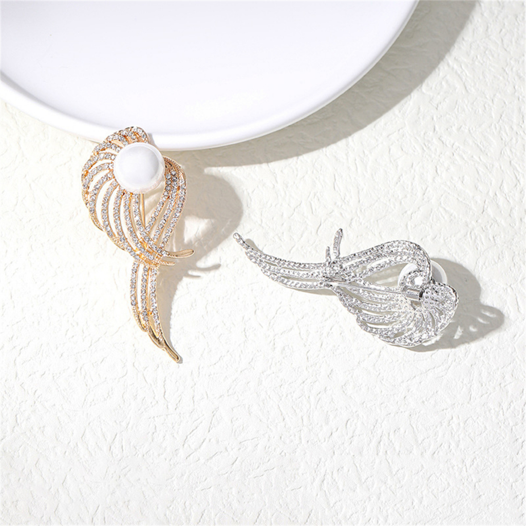 Sayap Kristal Bertabur Mutiara Bros Aksesoris Wanita pin Paduan