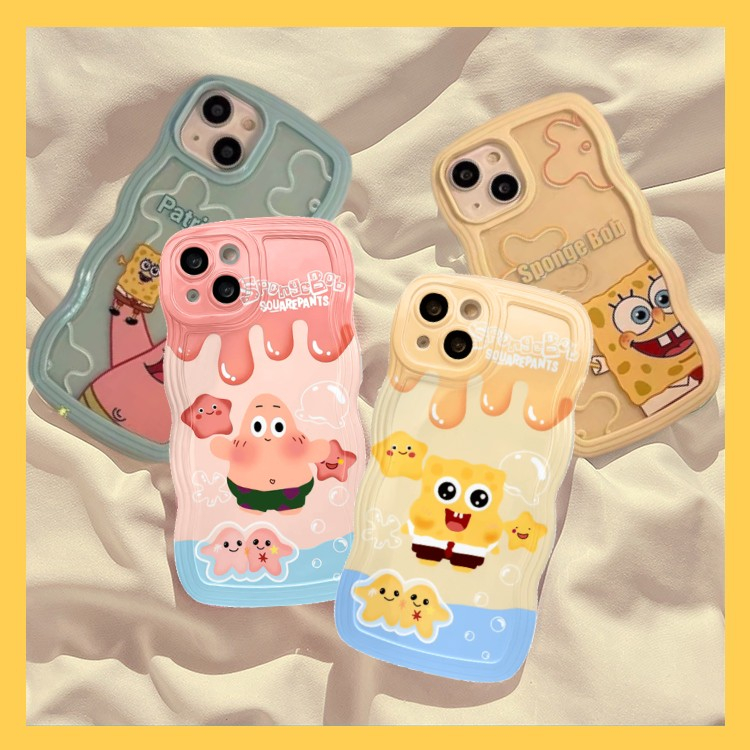 Casing SpongeBob Redmi 12C A1 10 9 9A 9C NFC 9T 10A 10 Redmi Note10 10s 11s 10 Pro Max Plus Kartun Patrick Star Wavy Edge Shockproof Casing Belakang TPU Lembut