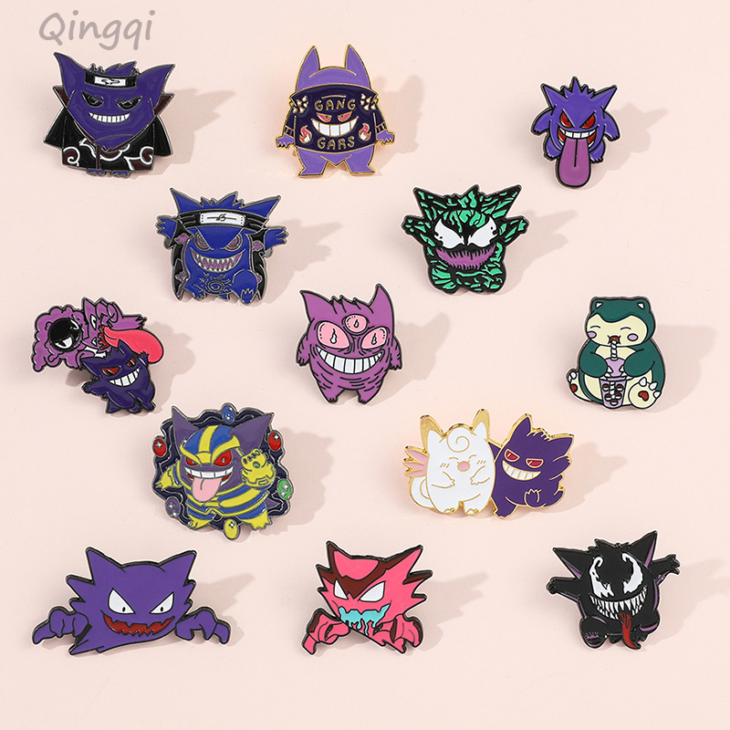 Kawaii Game Anime Gengar Enamel Pin Kartun Gengar Bros Lencana Logam Ransel Dekorasi Perhiasan Hadiah Untuk Penggemar Anak-Anak