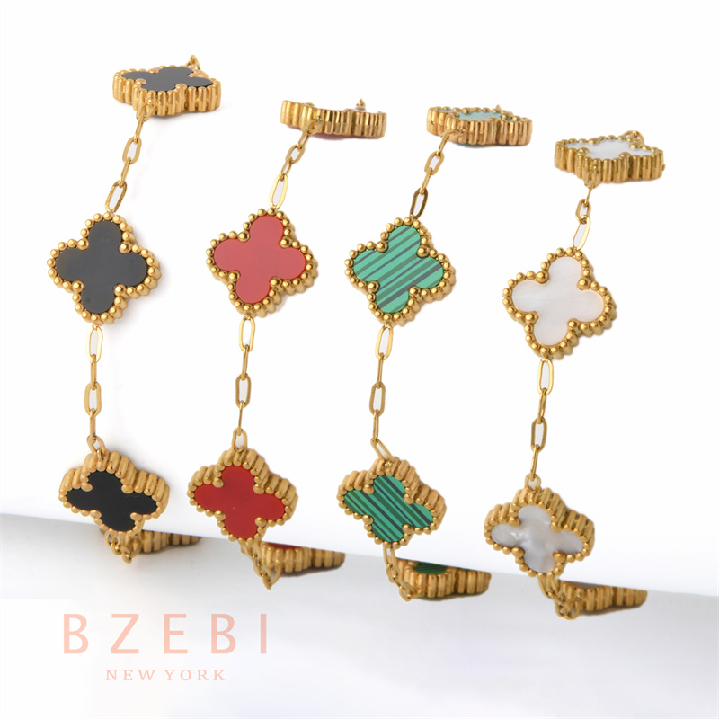 Bzebi Gelang Charm Titanium Steel Emas 18k Dengan Berlian, Anti Karat, Aksesoris Fashion Wanita, Perhiasan Gaya Korea, Hadiah Ulang Tahun Dengan Box Eksklusif 1257b