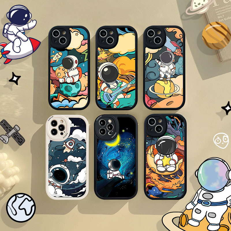 Casing Astronot NASA Bintang Trendy Realme C53 C55 10 Pro Plus C30 C15 C25 C21Y C12 C25Y 8 8i 9i C31 C35 C25s C1 GT C3 C21 C17 C20 8Pro 6i 5i 6 5s 5 6s Kartun Soft TPU Case