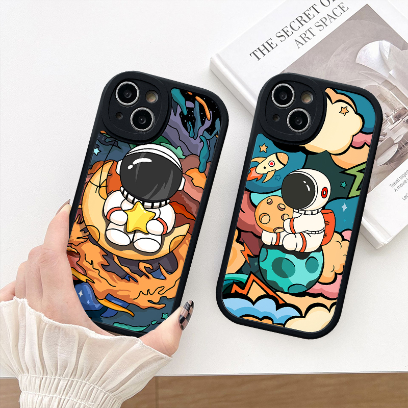 Casing Astronot NASA Bintang Trendy Realme C53 C55 10 Pro Plus C30 C15 C25 C21Y C12 C25Y 8 8i 9i C31 C35 C25s C1 GT C3 C21 C17 C20 8Pro 6i 5i 6 5s 5 6s Kartun Soft TPU Case