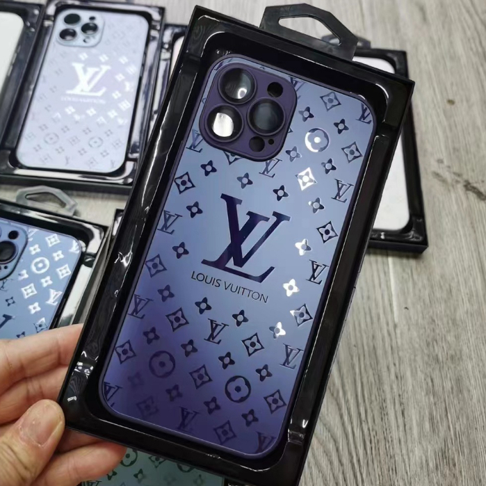 Luxury Louis Vuitton glass iphone case for iphone 11 12 13 14 pro max embossed matte LV iPhone casing