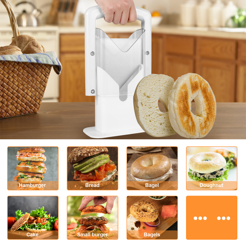 Home Stainless Steel Manual Bagel Bread Slicer Toast Cutter Slicing Guide Alat Panggang Dapur Multifungsi Gadget