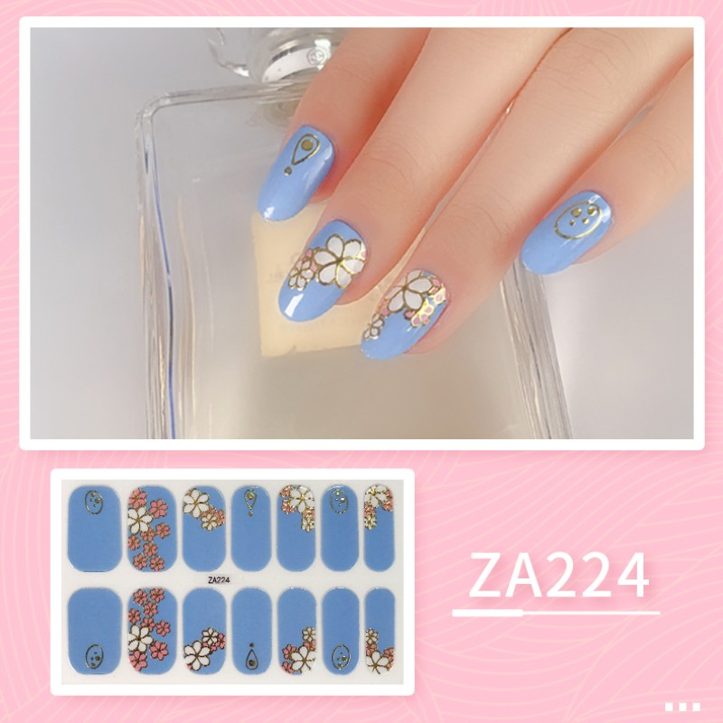 14pcs/set ZA Series Stiker Kuku Motif Leopard Kartun Mode Sobek Dan Tahan Lama DIY Stiker Set Lengkap Transparan Warna-Warni Indah Gradien Tahan Air Tidak Beracun Nail Art ZA3