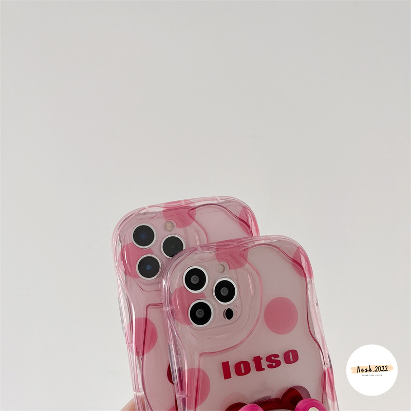 Casing Manyo Beruang Strawberry Rose Red Lucu Untuk Redmi A1 9A A2 10C 10 9 9T 10A 9C NFC POCO M3 Redmi Note12 11 10s 10 11s 8 9 10Pro Max 3D Wavy Curved Edge Glossy Shockproof Soft Case