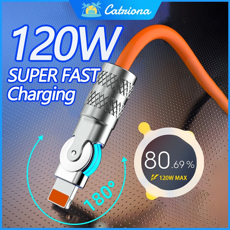 120w 6A Kabel Charger Cepat Antarmuka Putar Tipe-c Kabel Charger 6.0 Zinc Alloy USB Cable Metal 6A