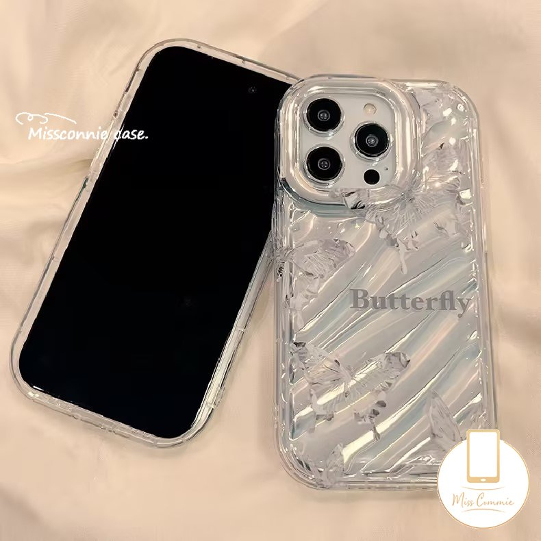 Casing Ponsel Bening Kompatibel Untuk IPhone 7Plus 8Plus XR X XS Max 6 6s 7 8 Plus 11 13 12 Pro Max 14 Pro Max INS Butterfly Transparan TPU Lembut Shockproof Back Cover