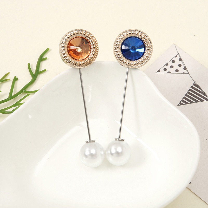 1pc Fashion Berlian Imitasi Bros Jilbab pin Aksesoris Wanita anti Silau sweater Kerah Panjang pin