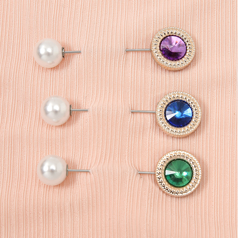 1pc Fashion Berlian Imitasi Bros Jilbab pin Aksesoris Wanita anti Silau sweater Kerah Panjang pin