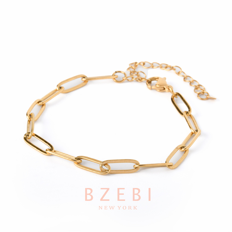 Bzebi Gelang Charm Titanium Steel Emas 18k Dengan Berlian, Anti Karat, Aksesoris Fashion Wanita, Perhiasan Gaya Korea, Hadiah Ulang Tahun Dengan Box Eksklusif 956b