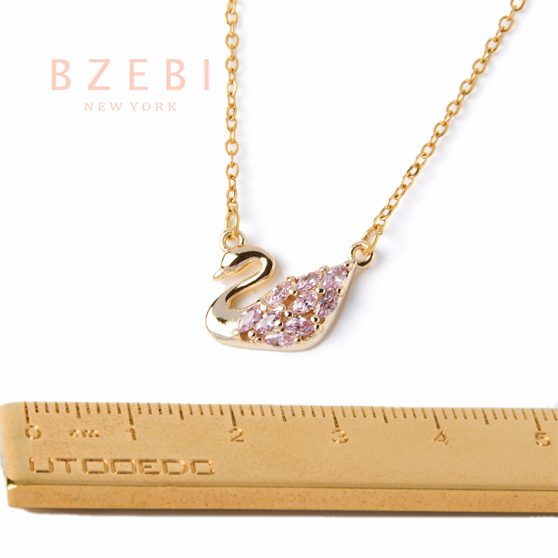 Bzebi Kalung Emas 18k, Kalung Baja Titanium, Kalung Liontin Berlian, Anti Karat, Aksesoris Fashion Wanita Perhiasan Gaya Korea, Hadiah Ulang Tahun Dengan Kotak Eksklusif 877n