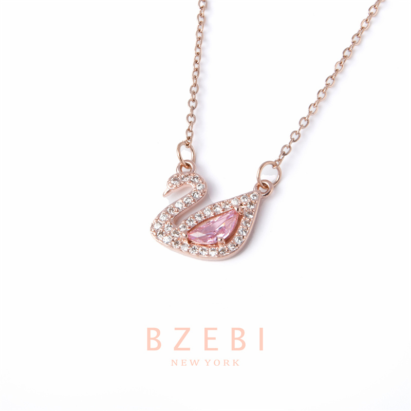 Bzebi Kalung Emas 18k, Kalung Baja Titanium, Kalung Liontin Berlian, Anti Karat, Aksesoris Fashion Wanita Perhiasan Gaya Korea, Hadiah Ulang Tahun Dengan Kotak Eksklusif 877n