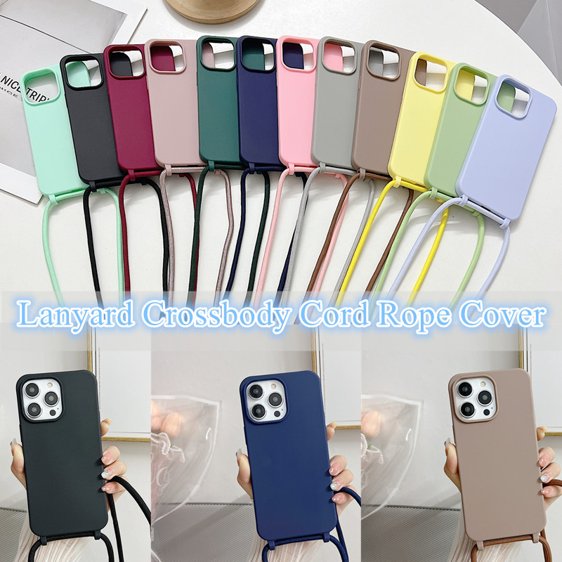 Soft Case Bahan Silikon Dengan Lanyard Anti Hilang Untuk iPhone 14 13 12 11 Pro X XS MAX XR 7 8 Plus