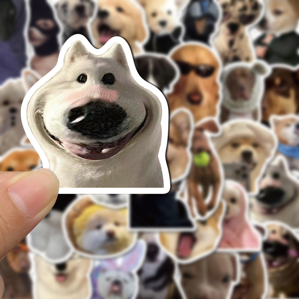 [in Stock] 50pcs Stiker Paket Emosi Anjing Populer Super Lucu Dan Imut Rekening Tangan Anjing Stiker Ponsel Case Helm Komputer Tahan Air Decal stickers