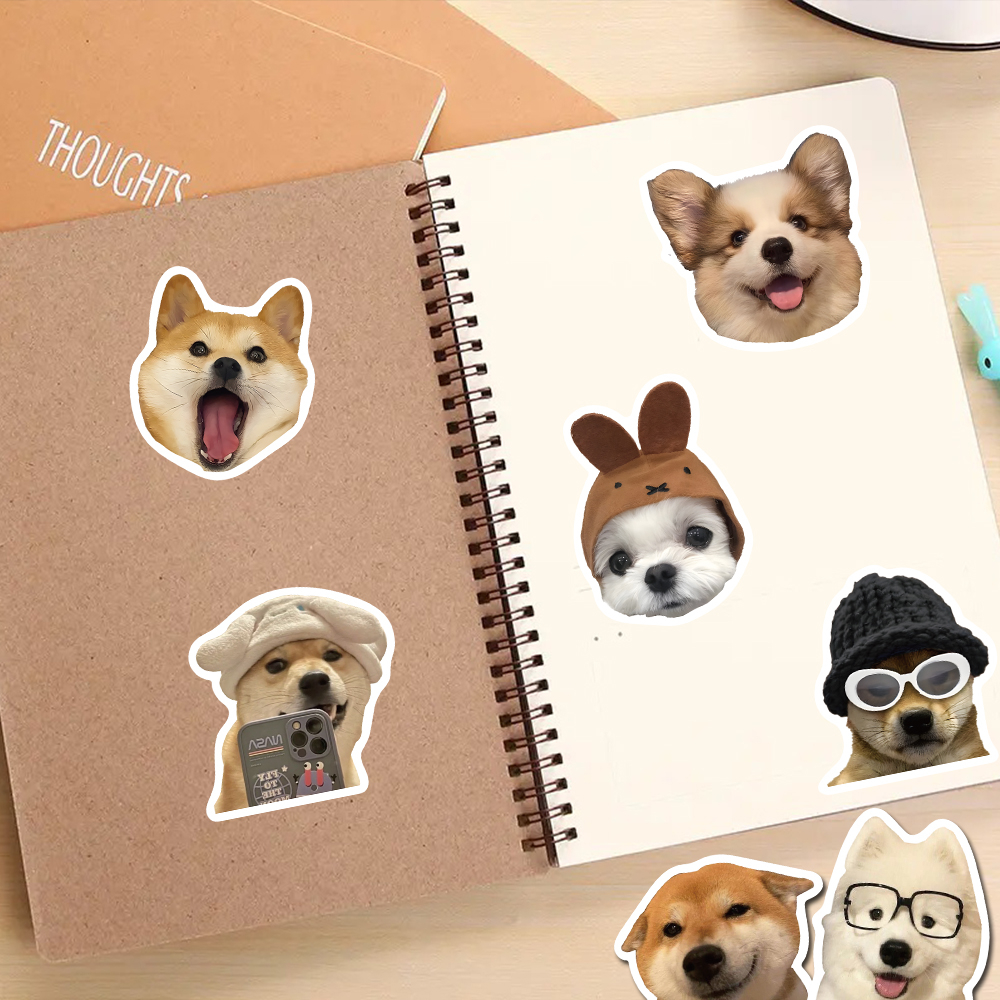 [in Stock] 50pcs Stiker Paket Emosi Anjing Populer Super Lucu Dan Imut Rekening Tangan Anjing Stiker Ponsel Case Helm Komputer Tahan Air Decal stickers