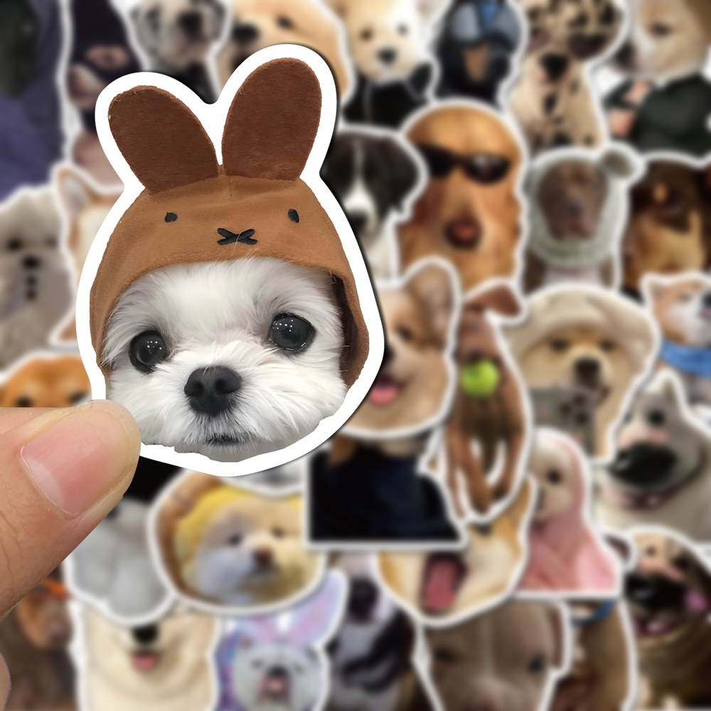 [in Stock] 50pcs Stiker Paket Emosi Anjing Populer Super Lucu Dan Imut Rekening Tangan Anjing Stiker Ponsel Case Helm Komputer Tahan Air Decal stickers