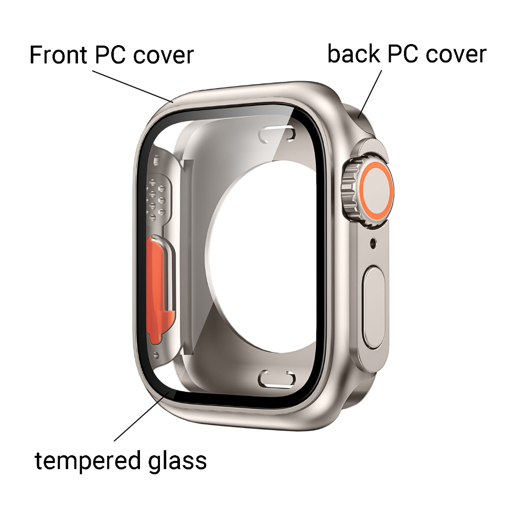 2in1 Upgrade Ke Ultra For Apple Smart Watch8 7 45mm Full Coverage Frame Pelindung Layar Untuk iWatch 6se 44mm 40mm 41mm Change to Ultra Cover t500 x7 t5 t55 ft50 w26 w46 w56