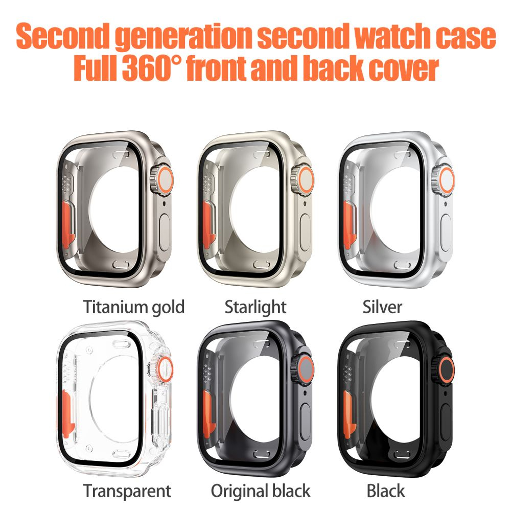 2in1 Upgrade Ke Ultra For Apple Smart Watch8 7 45mm Full Coverage Frame Pelindung Layar Untuk iWatch 6se 44mm 40mm 41mm Change to Ultra Cover t500 x7 t5 t55 ft50 w26 w46 w56