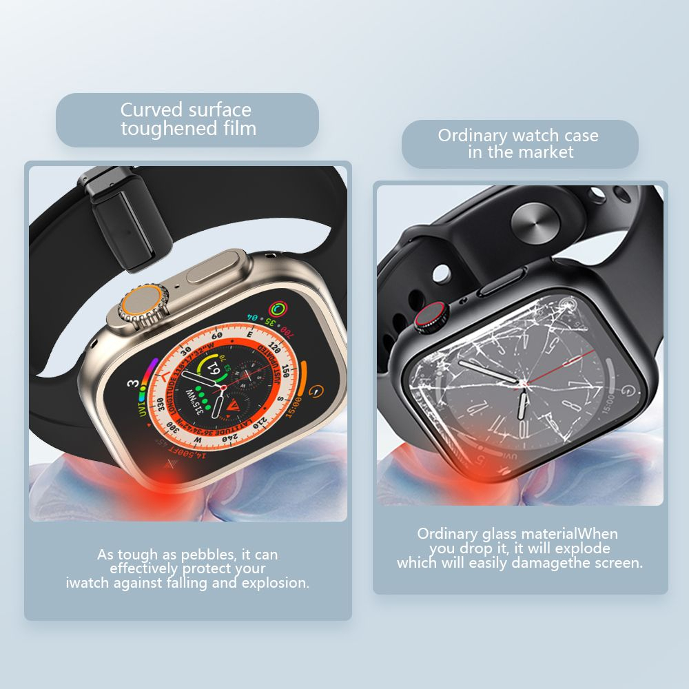 2in1 Upgrade Ke Ultra For Apple Smart Watch8 7 45mm Full Coverage Frame Pelindung Layar Untuk iWatch 6se 44mm 40mm 41mm Change to Ultra Cover t500 x7 t5 t55 ft50 w26 w46 w56