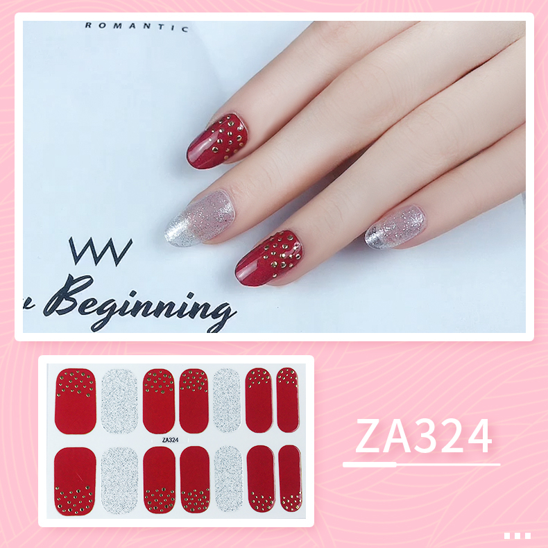 14pcs/set ZA Seri Stiker Kuku Motif Leopard Kartun Mode Sobek Dan Tahan Lama DIY Stiker Set Lengkap Transparan Warna-Warni Indah Gradien Tahan Air Tidak Beracun Nail Art ZA5