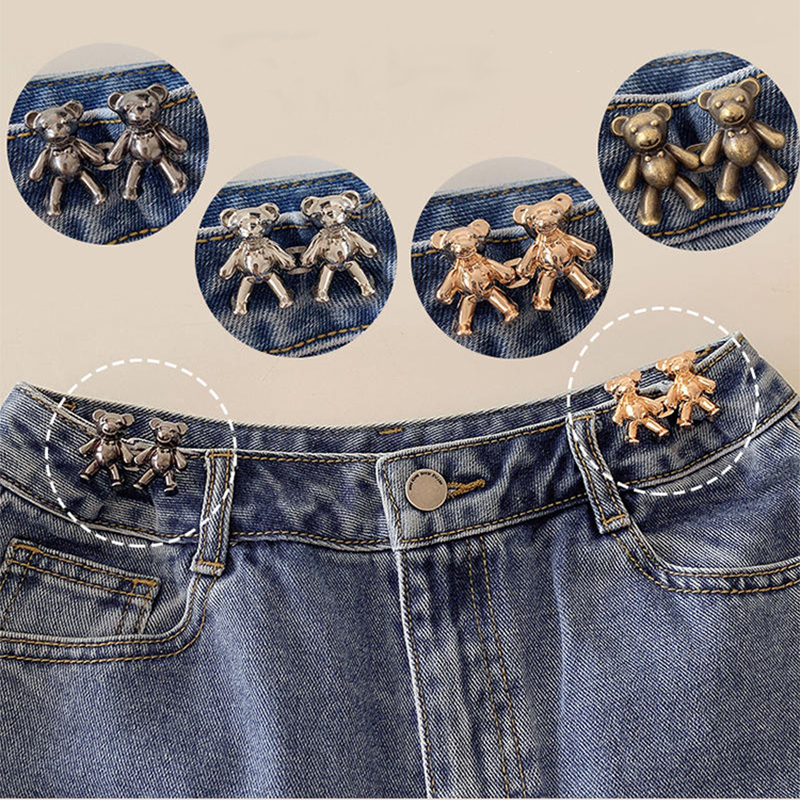 Bear Detachable Button Kancing Logam Pin Jeans Pinggang