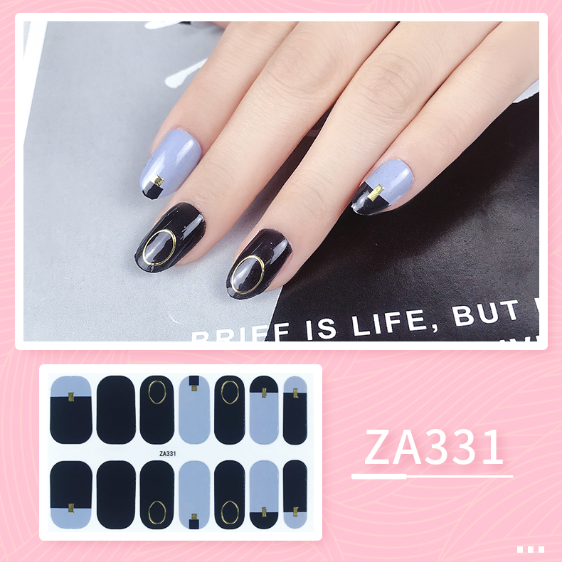 14pcs/set ZA Seri Stiker Kuku Motif Leopard Kartun Mode Sobek Dan Tahan Lama DIY Stiker Set Lengkap Transparan Warna-Warni Indah Gradien Tahan Air Tidak Beracun Nail Art ZA5