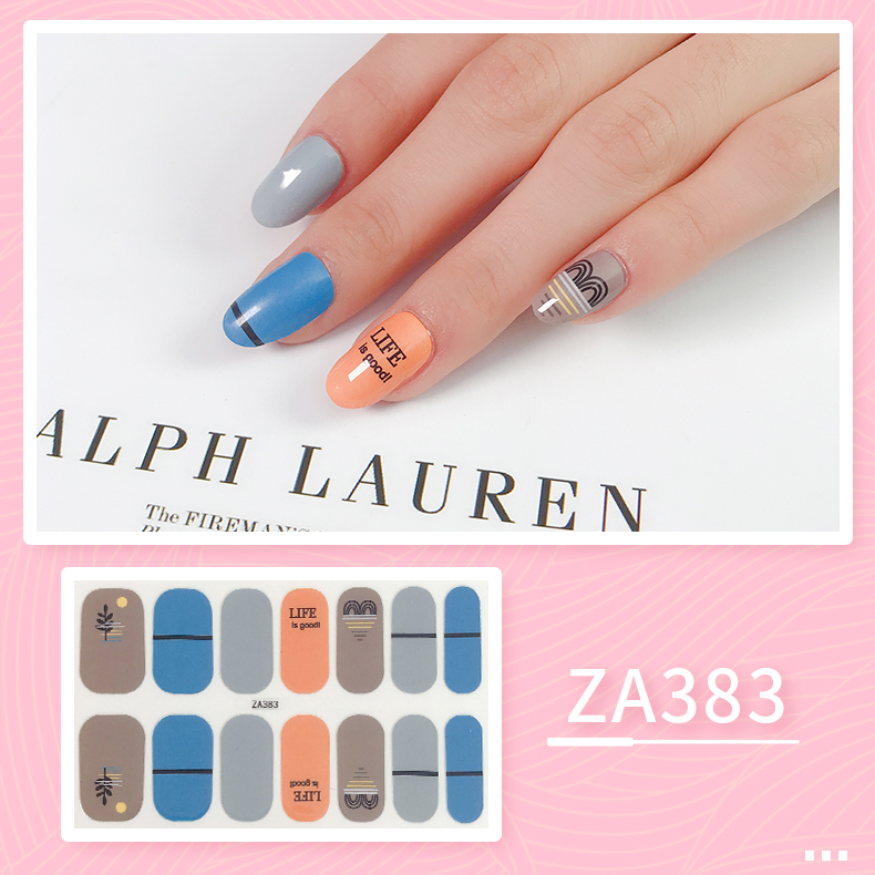 14pcs/set ZA Series Stiker Kuku Motif Leopard Kartun Mode Sobek Dan Tahan Lama DIY Stiker Set Lengkap Transparan Warna-Warni Indah Gradien Tahan Air Tidak Beracun Nail Art ZA6