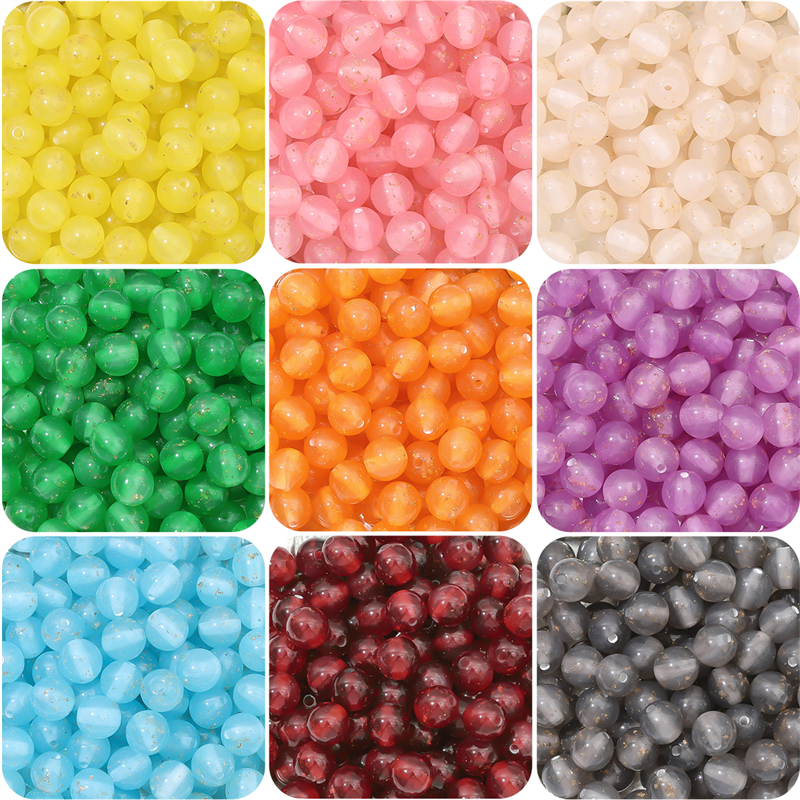 10mm Multi-Warna Foil Emas Efek Resin Kristal Manik-Manik Bulat Glitter Handmade Manik-Manik Longgar Untuk Membuat Perhiasan DIY Pesona Aksesoris