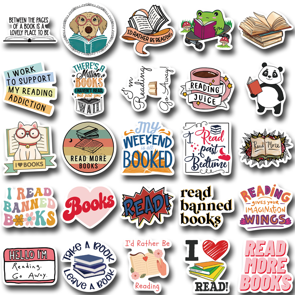 [in Stock]50pcs Stiker Kartun Bahasa Inggris Membaca Inspiratif Dan Motivasi Handphone Laptop Helm Cangkir Air Stiker Tahan Air